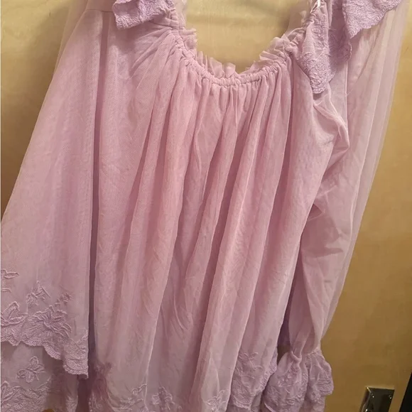NWOT Free People Lavender Ruffled Blouse🪻🎀💗 - Picture 2 of 5